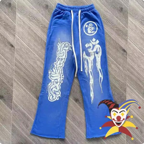 

blue vintage sweatpants men women jogger drawstring casual flare pants, Black;brown