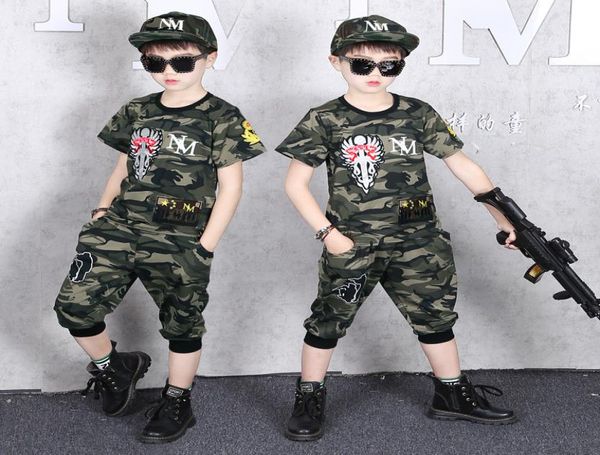 

toddler short set boys camouflage kids sport suit short sleeve tshirts and pants outfits summer children 2 piece sets 8 to 12yrs3403540, White