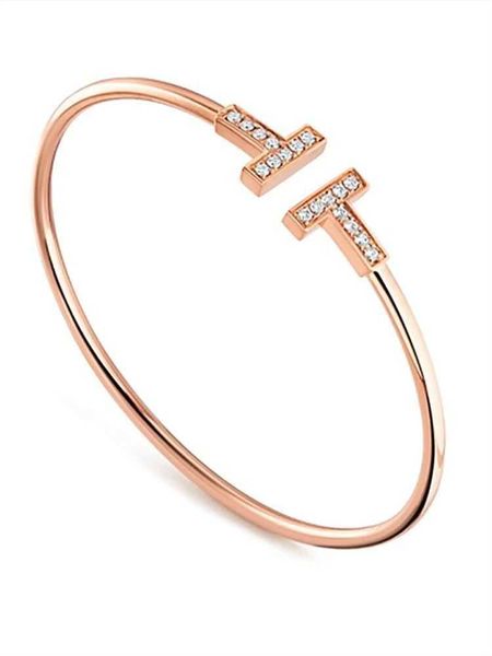 

counter quality tiffay double bracelet 925 sterling silver plated 18k gold inlaid diamond narrow version half t1 series with logo, Black