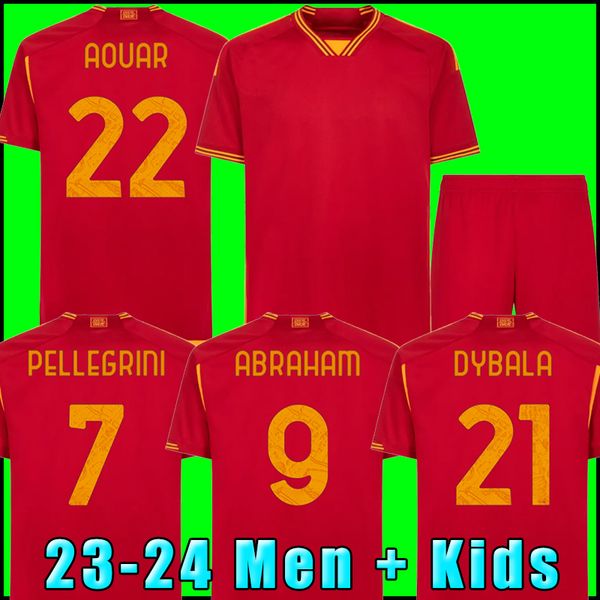 

23 24 dybala romas soccer jerseys pellegrini belotti celik abraham aouar el shaarawy 2023 2024 football shirts mancini kumbulla men kids kit, Black;yellow