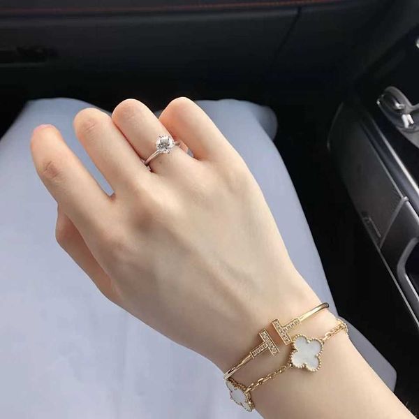 

counter quality 18k rose gold double t-shaped opening diamond bracelet 925 sterling silver women's bracelet valentine's day gift n, Black