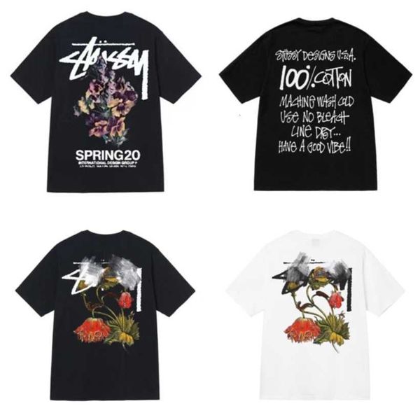 

mens t-shirts stussys tees ice cream tshirt casual summer slim dice printed short sleeve round neck t shirt ins fashion streetwear 0ccf, White;black