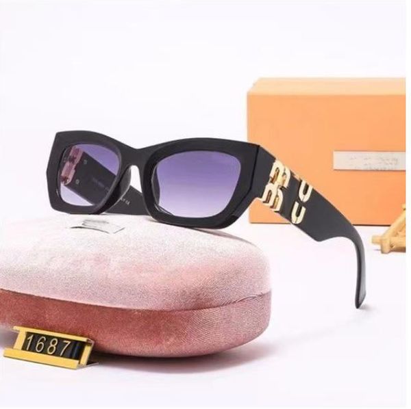 

luxury miu sunglasses polaroid lens designer womens mens goggle senior eyewear for women eyeglasses frame vintage metal sun glasses with box, White;black