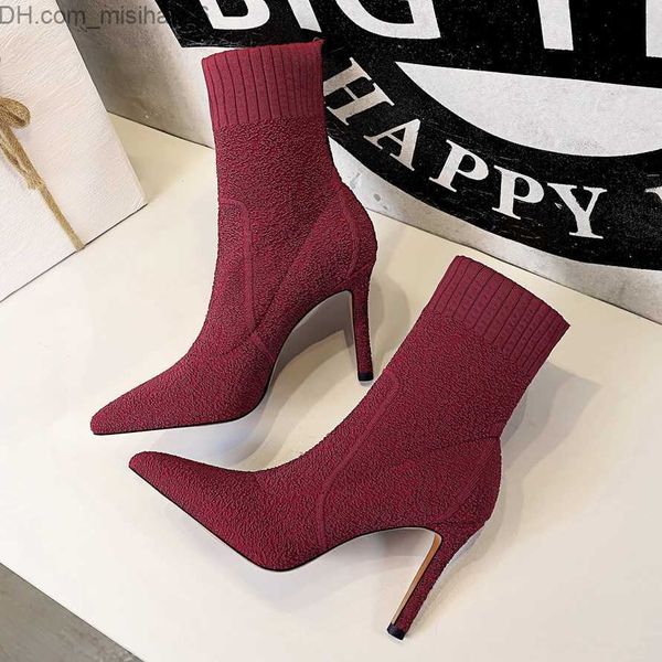 

dress shoes bigtree shoes women's boots autumn winter shoes socks boots women's pump 2021 new women's ankle boots thin high h, Black