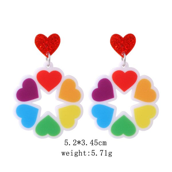 

creative rainbow comrades series acrylic earrings, colorful personalized geometric love earrings, earrings, Silver