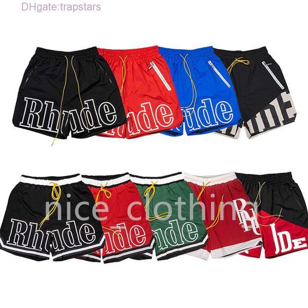 

mens rhude shorts designer short pants womens sports sweatpant summer beach gym fitness loose oversize style trousers, White;black