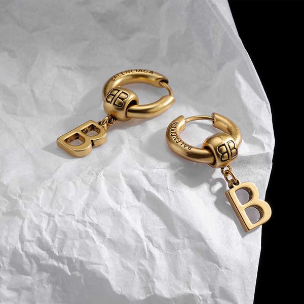 

designer b earrings recommended paris luxury hip hop letter personality hoop fashion, Golden