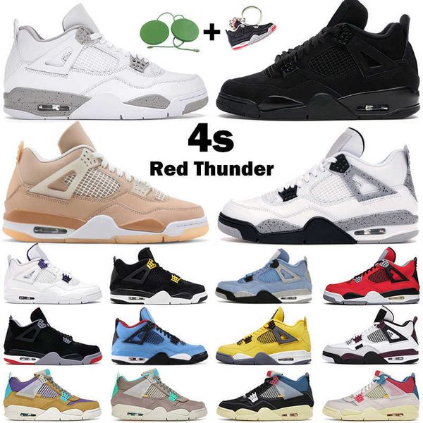 

mens basketball shoes 4s jumpman 4 university blue black cat shimmer fire red white yellow tattoo men sports sneakers