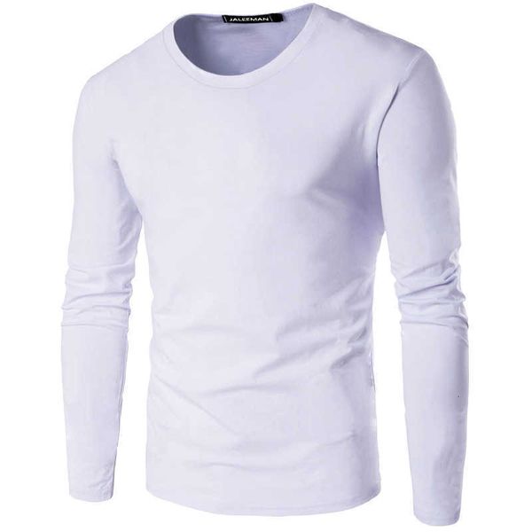 

autumn and winter new solid color men's long sleeve t-shirt round neck slim fit cotton bottomed shirt student clothes clean face, White;black