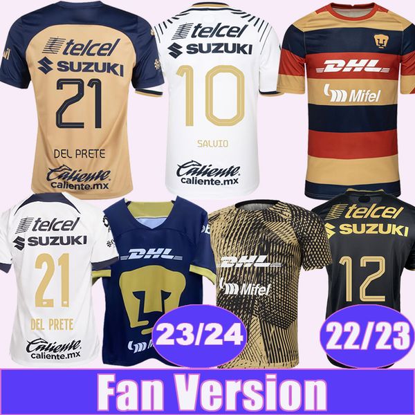 

2023 24 mexico mens soccer jerseys club unam cougar 22 23 j. rodriguez j. i. dinenno salvio del prete a. ortiz home away 3rd goalkeeper trai, Black;yellow
