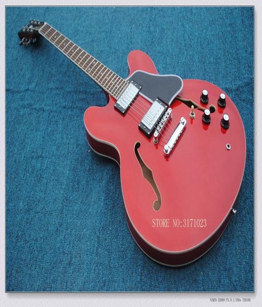 

bright red 335 guitar semi hollow body electric guitar 015798309