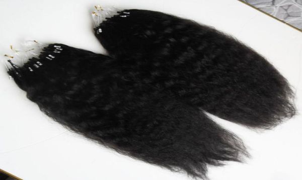 

coarse yaki micro loop human hair extensions 200g brazilian kinky straight virgin hair yaki micro loop nano ring hair extensions4874175, Black