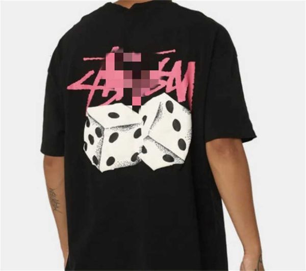 

mens designer stussys tshirt ice cream t-shirt fashion sports fitness tshirt summer slim dice printed cotton short sleeve lapel twy6, White;black