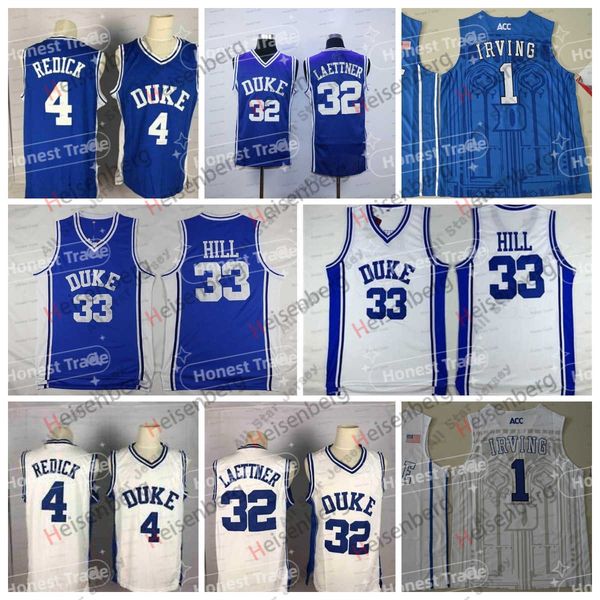 

basketball jerseys ncaa mens college basketball jerseyss 1 kyrie irving 0 jayson tatum 4 jj redick 32 christian laettner 33 grant hill blue, Black