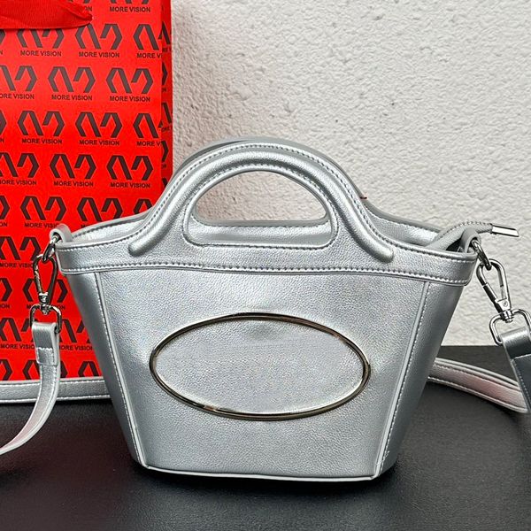 

large capacity tote bag fashion vegetable basket handbags women shoulder bags silver hardware zipper closure crossbody purse travel handbag