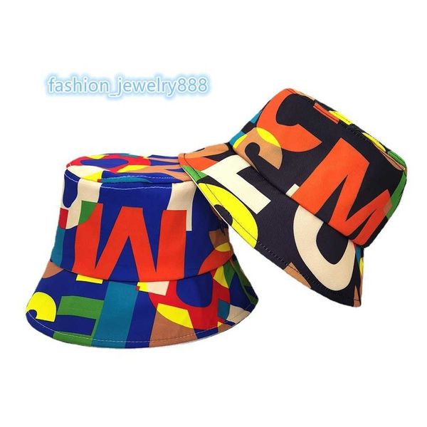

new style color letter fisherman hat sun shading and sunscreen neutral trend basin hat in spring and summer, Blue;gray