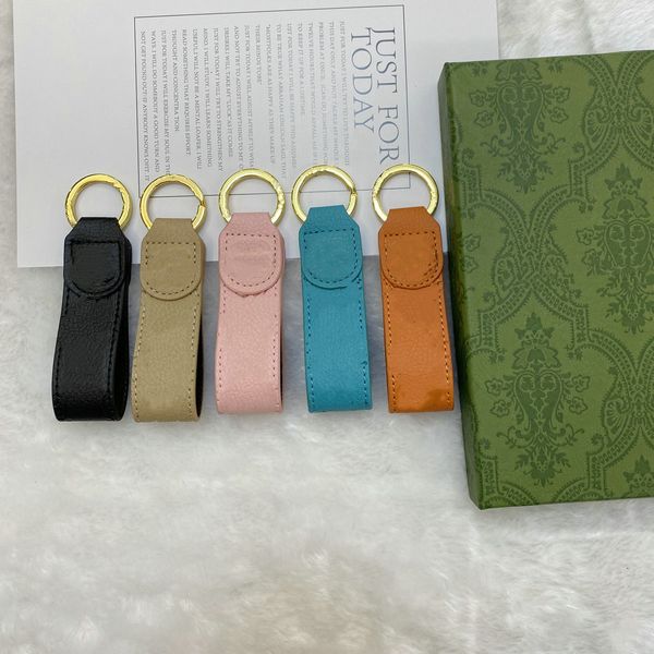 

keychain key chain buckle keychains lovers car handmade leather men women bags pendant accessories 5 color 65221 with box dust bag, Silver
