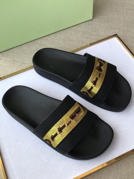 

woman sandal famous designer mens slippers summer beach couple sliders woman sliders skin arrows off letters ladies black white shoes with o