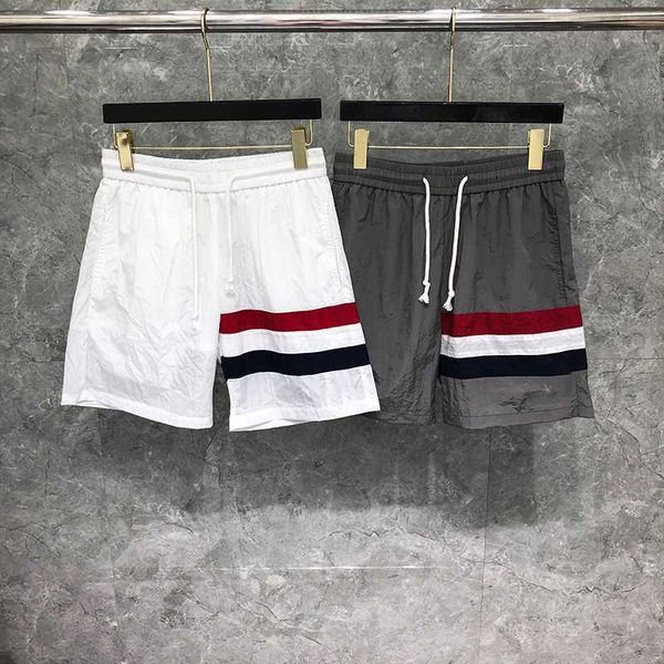 

tb thom beach shorts striped design mesh daily knee length men summer beach shorts sports grey jogger track trousers tb shorts, White;black