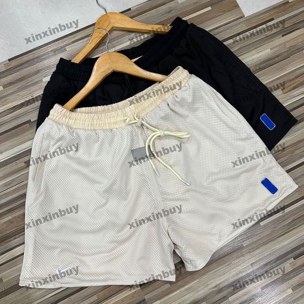 

xinxinbuy men women designer shorts pant basketball letter printing cotton spring summer brown white black blue s-2xl
