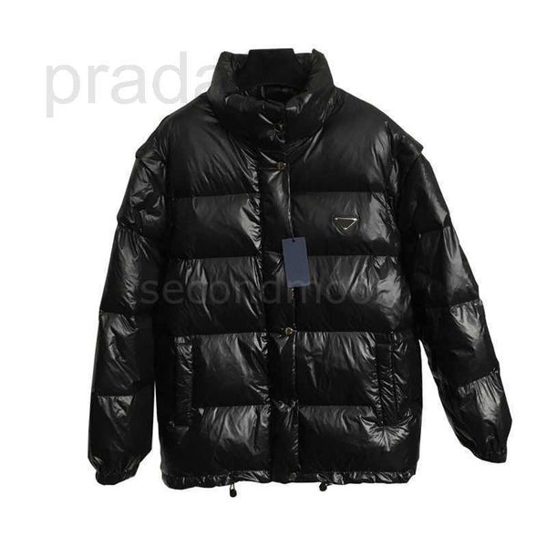 

men's down & parkas designer stand collar jacket jackets luxury triangle badge men women winter windproof coat long sleeve coats casual, Black