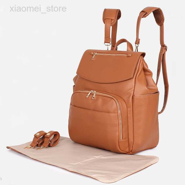 

diaper bags new fashion mommy bag pu leather diaper backpack bag with changing pad baby organizer baby nappy bag mummy daddy backpack hkd230