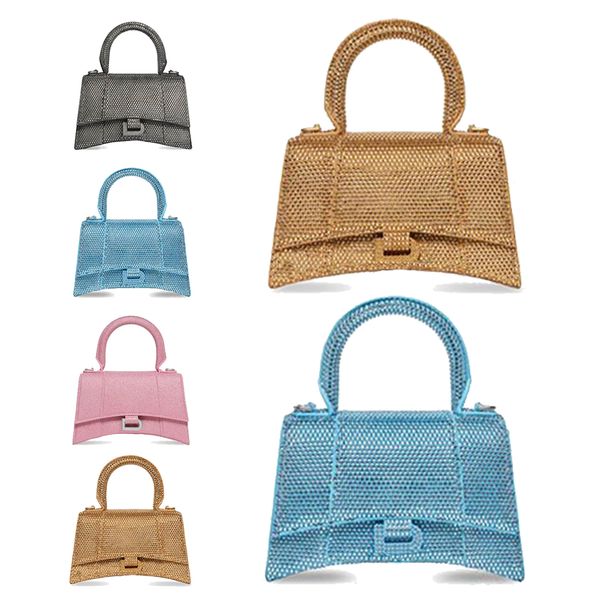 

luxury hourglass diamond men purse clutch bag women cross body tote inlaid rhinestone shoulder bag strap satchel handbag pink designer genui