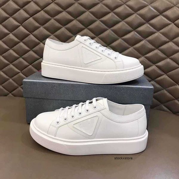 

fashion macro re-nylon brushed leather sneakers shoes men gabardine triangle rubber platform sole trainers comfort outdoor comfort footwears, Black