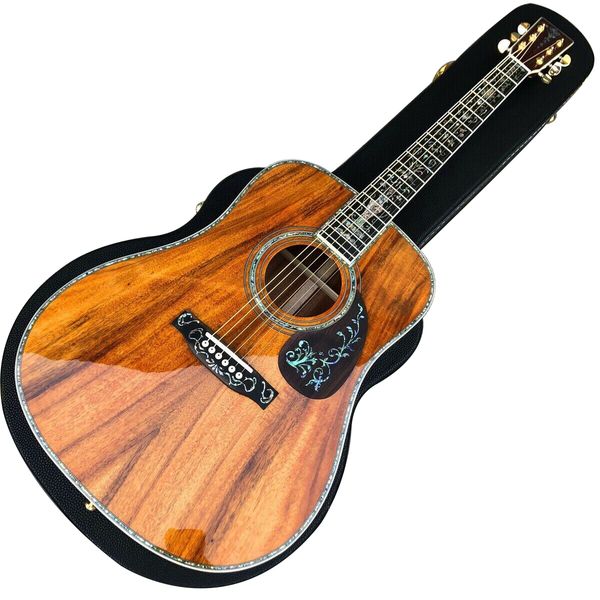 

factory abalone inlay 41 inch koa wood acoustic guitar with ebony fingerboard