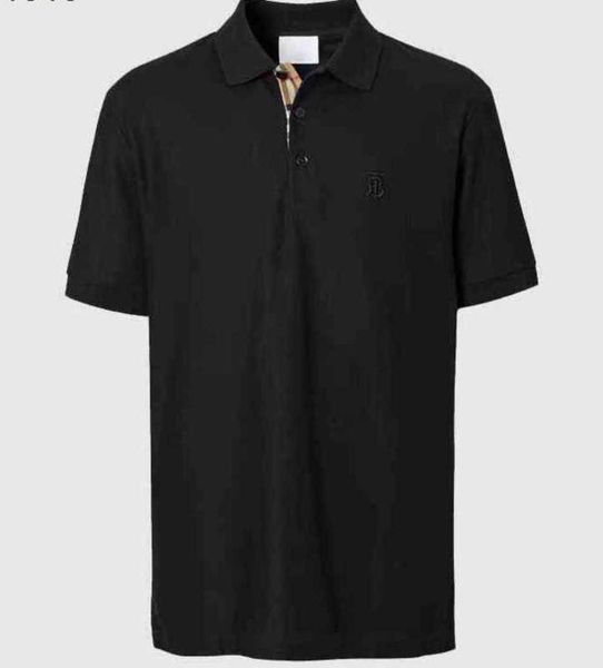 

letter mens burberies polo burbreries solid men's summer t-shirts shirt european classic station color designer embroidery bajia casual, White;black