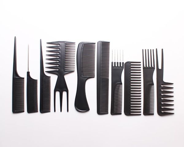 

10pcsset professional hair brush comb salon barber antistatic hair combs hairbrush hairdressing combs hair care styling tools7813306, Silver