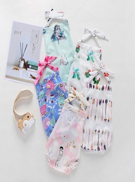 

summer baby rompers cartoon sling 5 styles kids cactus floral arrow printed jumpsuit m34229623686, Blue
