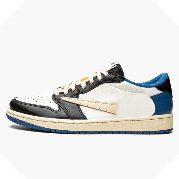 

mens shoes jumpman 1 low og military blue x fragments basketball shoe sports sneakers real leather color sail/black/military