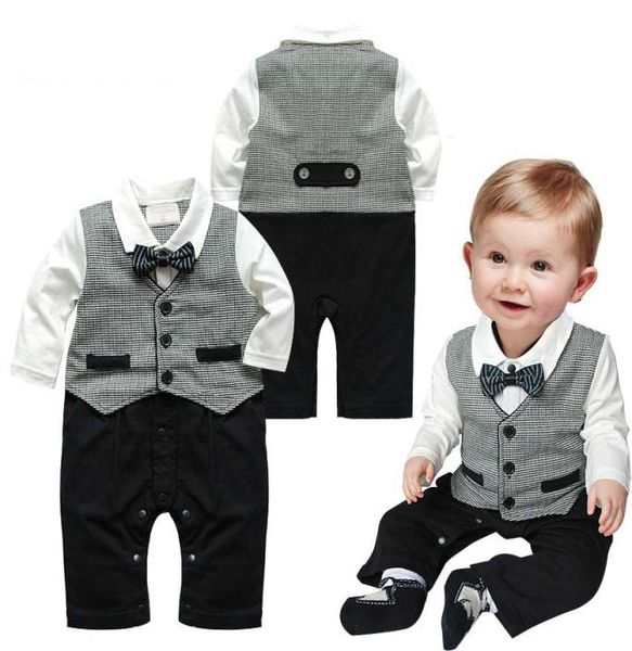 

boy outfit kid clothing jumpsuit romper boys suit bowtie newborn infant toddler boutique kids children clothes long sleeve onepie8547422, White