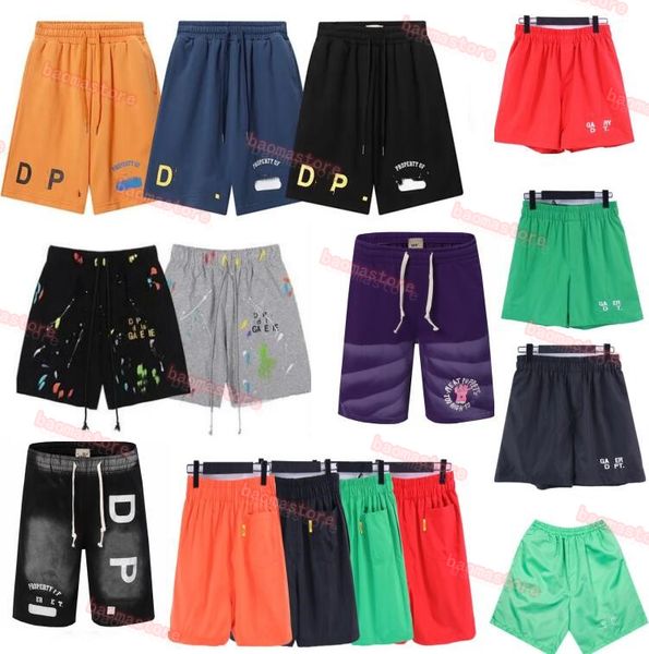 

designers shorts men's american fashion brand galleryes depts hand-painted splash printing pure cotton terry fog high street 5-point ca, White;black