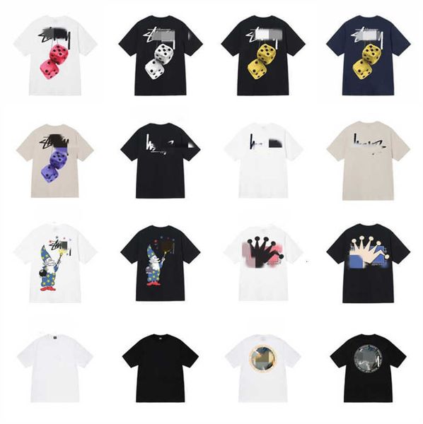 

mens designer stussys tshirt ice cream t-shirt summer casual t shirt street fashion tees slim sports fitness dice printed cotton short sleev, White;black