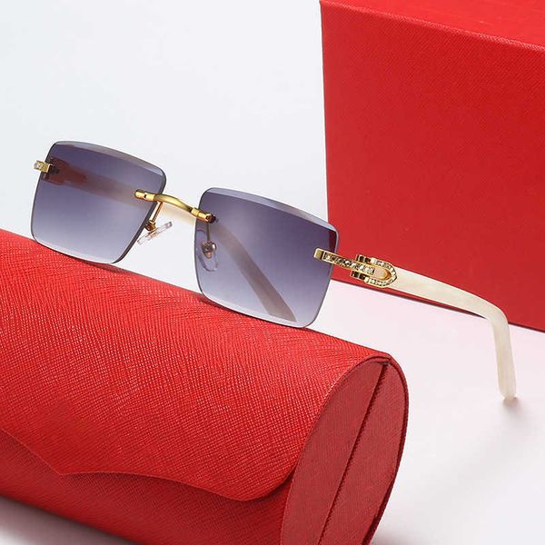 

Fashion carti top sunglasses 2023 New Diamond Frameless Trimmed Sunglasses Men's Plate Leg Women's Glasses with original box