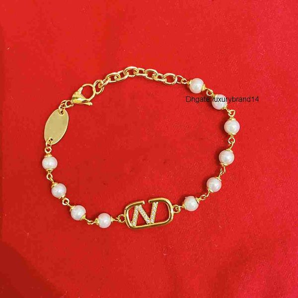 

designer charm bracelet letter v jewelry luxury women fashion jewelry pearl metal valentinoly day gift ohrringe sdf, Golden;silver