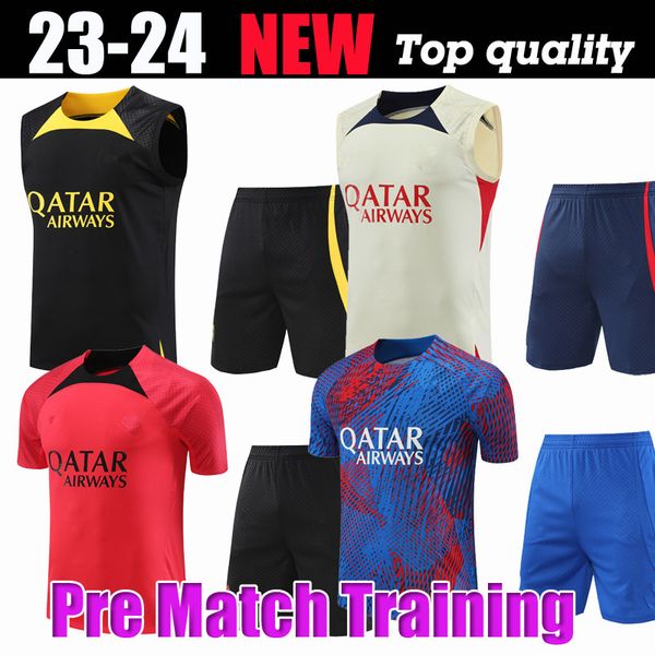 

pre-match training kit hakimi player soccer jersey maillots de football 2023 2024 marquinhos verratti men shirt uniforms maillot foot kimpem, Black;yellow