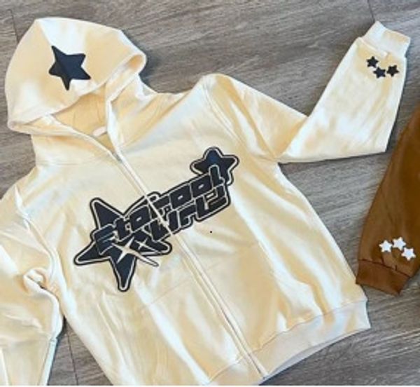 

womens hoodies sweatshirts star letter printing long sleeve women y2k goth harajuku streetwear sweatshirt spring autumn grunge loose zipper, Black