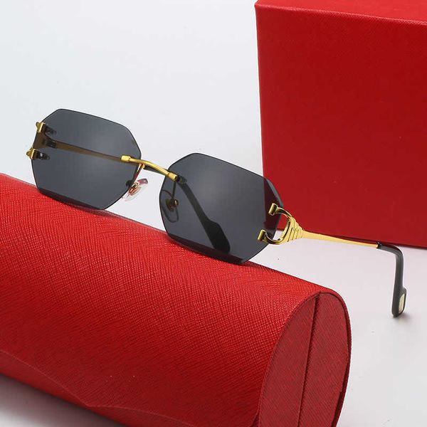 

Fashion carti top sunglasses New style polygonal rimless fashion for men and women with original box