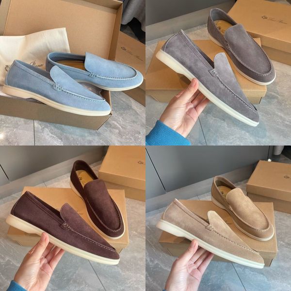 

lp loafers flat low mens casual shoes suede cow leather oxfords loro piana moccasins rubber sole mens casual shoes, Black