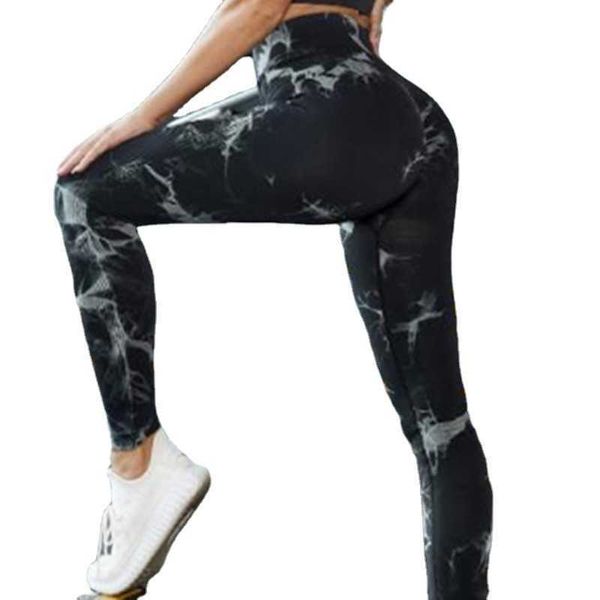 

fashion hanging dye style high waist show hip tie dye yoga pants honey peach pants jump rope breathable sweat-absorbing fitness pants, White;red