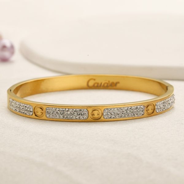 

designer diamond charm bangle 18k gold plated stainless steel no fade bracelet luxury love gift jewelry 2023 wedding vacation designer bangl, Black