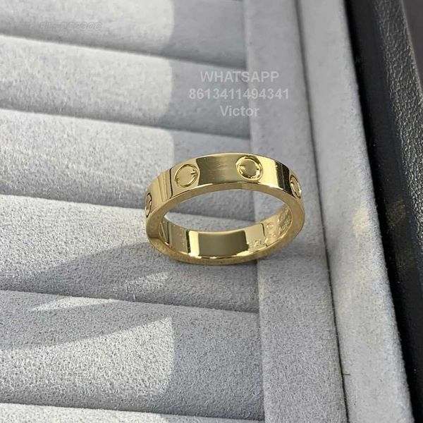 

band rings 18k 3.6mm love ring v gold material will never fade narrow ring without diamonds luxury brand official reproductions with counter, Silver