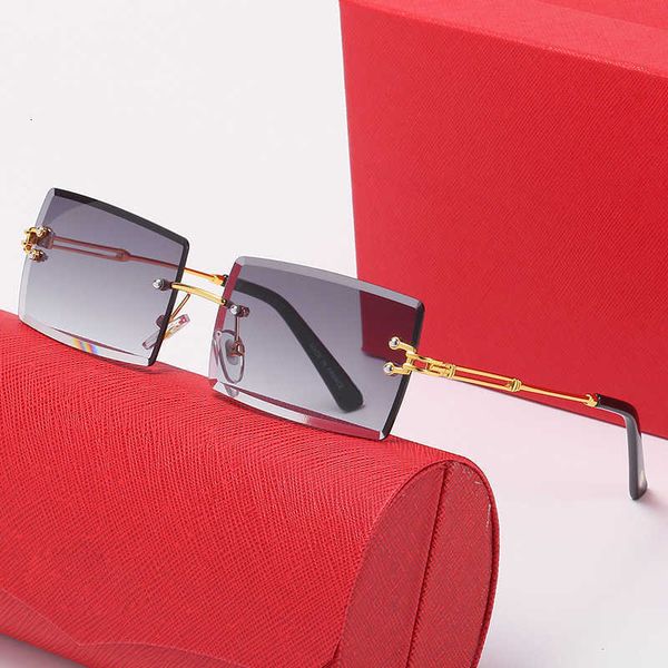 

Fashion carti top sunglasses New style fashion frameless trimming Sunglasses Women's net red square gradient street shooting glasses with original box