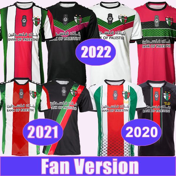 

20 21 22 palestino mens soccer jerseys jimenez benitez cortes home red white away black football shirts short sleeve uniforms, Black;yellow