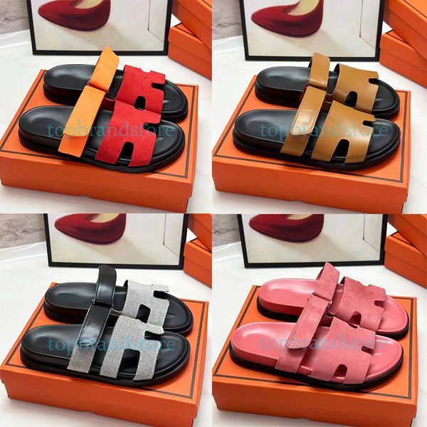 

2023 women slippers chypre sandals designer fashion slipper womens summer beach sandal woman flat shoes luxury leather slides slide red oran, Black