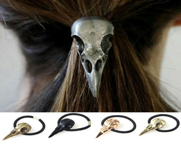 

women punk gothic hairband raven skull elastic hair ropes girls hair accessory7850008