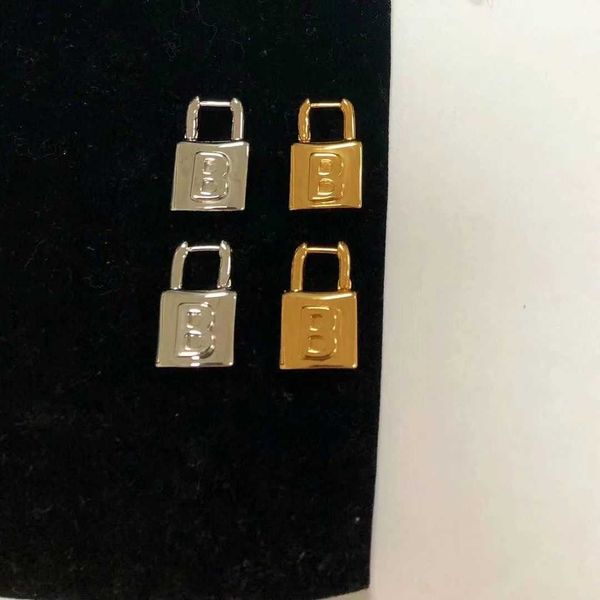 

b earrings jewelry new lock design with old letter niche design high-end light luxurious metal, Golden